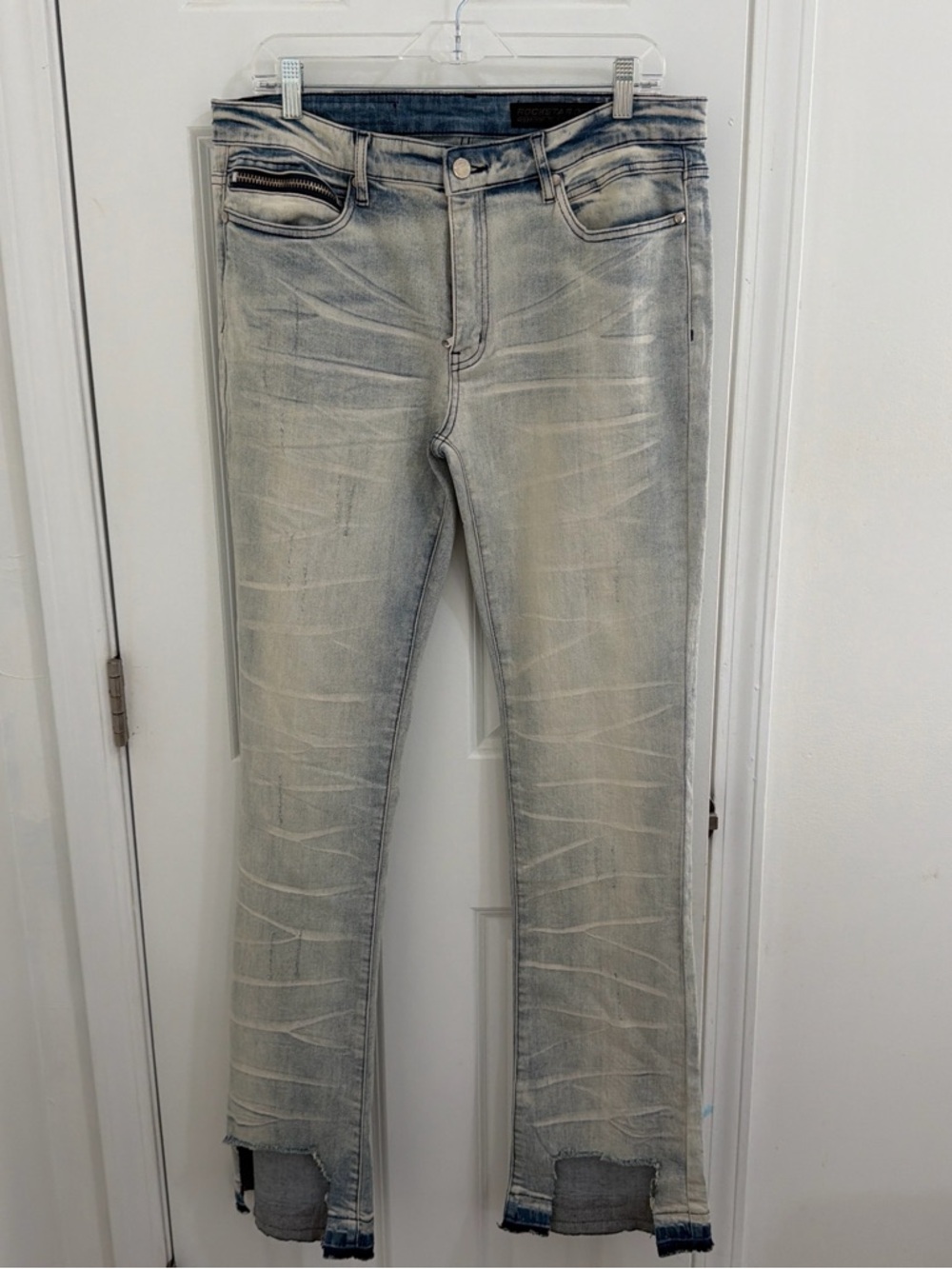 Men’s Bootcut Washed Light Blue Jeans Size 46
